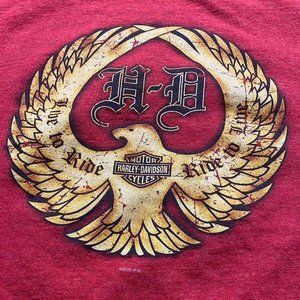 Red Vintage Harley Davidson 3XL T Shirt